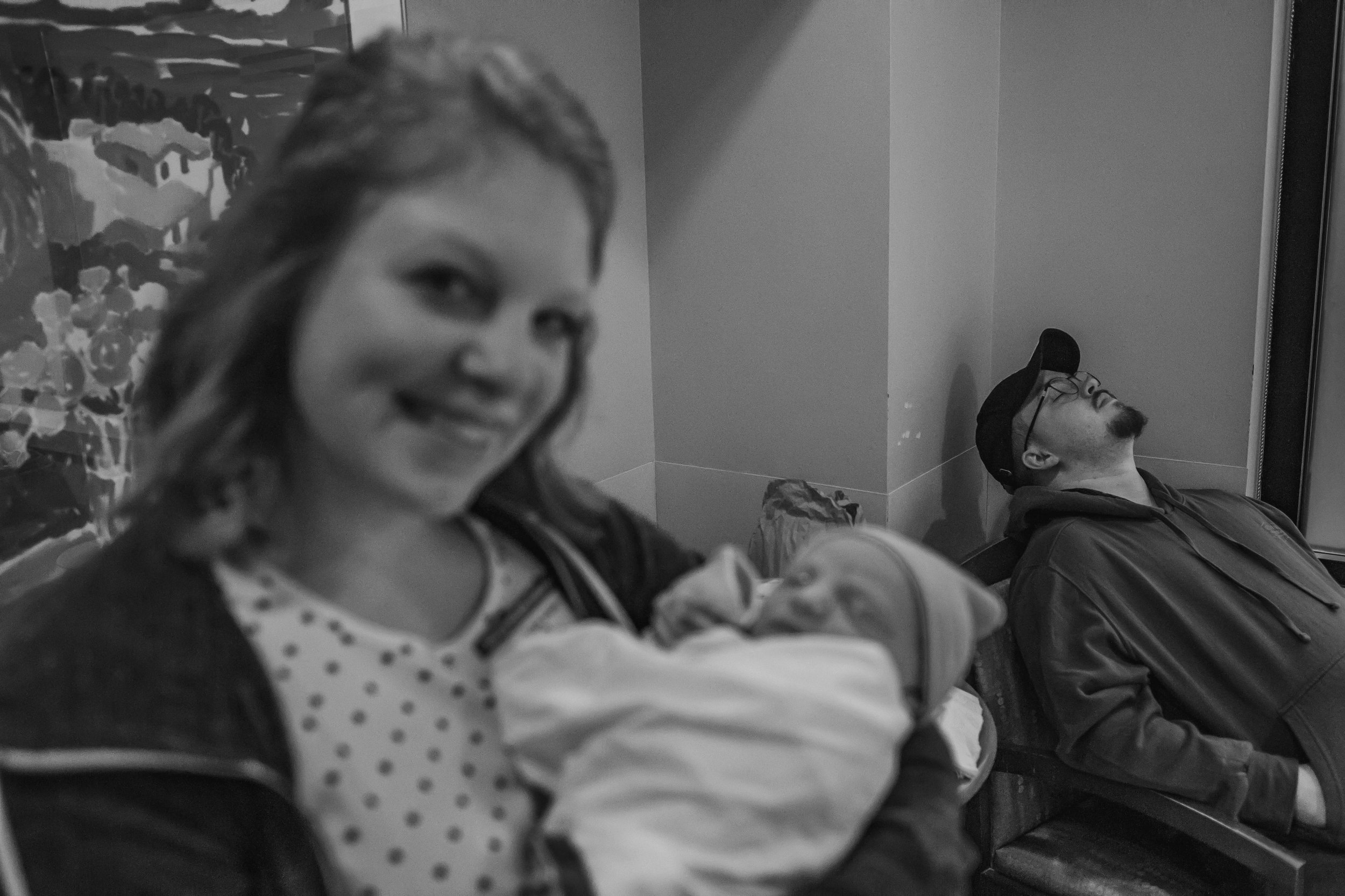  I just had to include this because I think it’s hilarious.  My mom snapped this (don’t worry I made her take another one lol) of me and Charlotte.. and Vinny.  haha Labor and delivery is hard. It really wears a person out ;) 